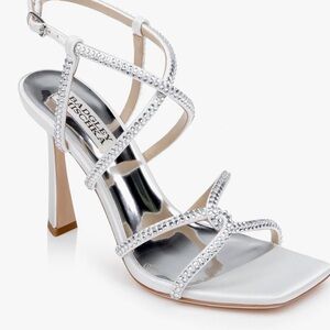 Badgley Mischka Metallic Silver Strappy Heels